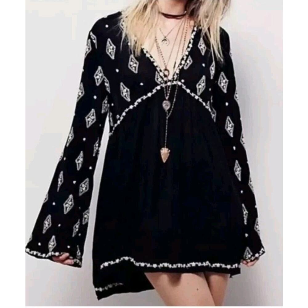 Free People Cinnamon Diamond‎ Embroidered Tunic Top Size Xs - Picture 3 of 10